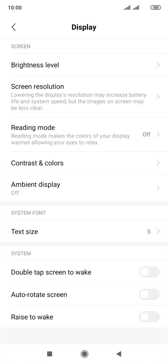 Press Brightness level.