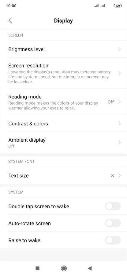 Press Brightness level.