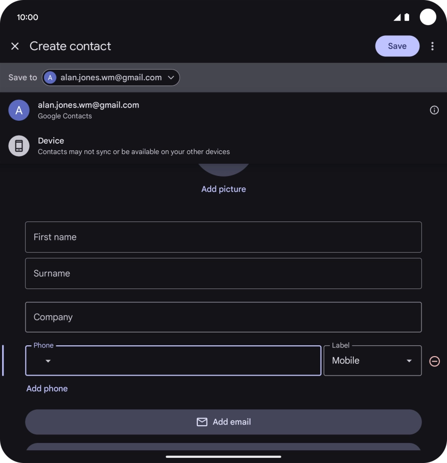 Press the required Google account.