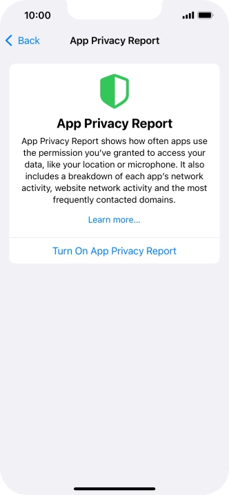 Press Turn On App Privacy Report to turn on the function.