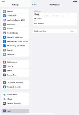 Press the name of the email account you've just set up.