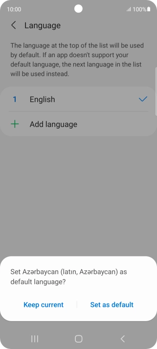 To select the new language as the default phone language, press Set as default. To select the new language as the default phone language, press Set as default.