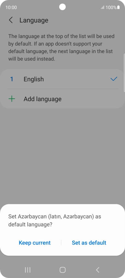 To select the new language as the default phone language, press Set as default. To select the new language as the default phone language, press Set as default.