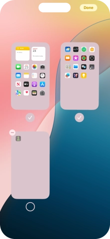Press the delete icon next to the required home screen page. Press the delete icon next to the required home screen page.