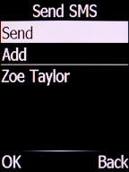 Select Send and press the Left selection key.
