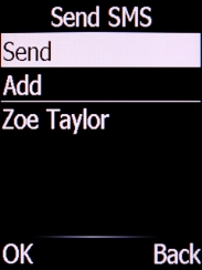 Select Send and press the Left selection key.