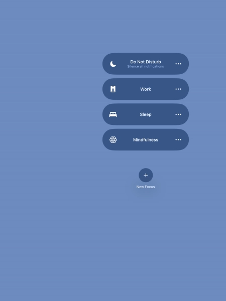 Press the required focus mode to activate or deactivate it immediately.