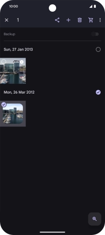 Press the required pictures or videos to select them.