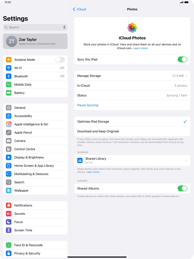 Press the indicator next to 