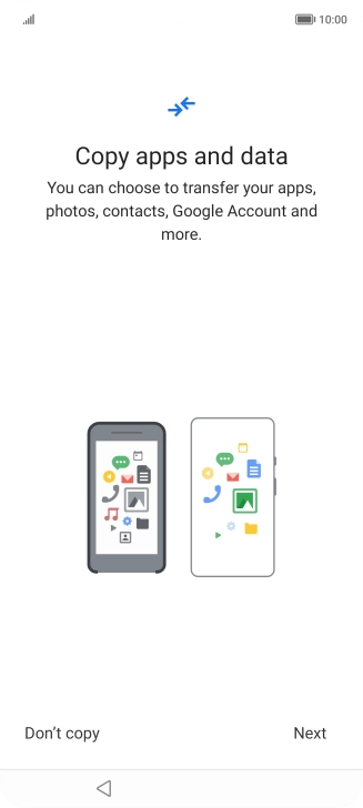 When this screen is displayed, your phone is ready to restore content from a Google One backup.