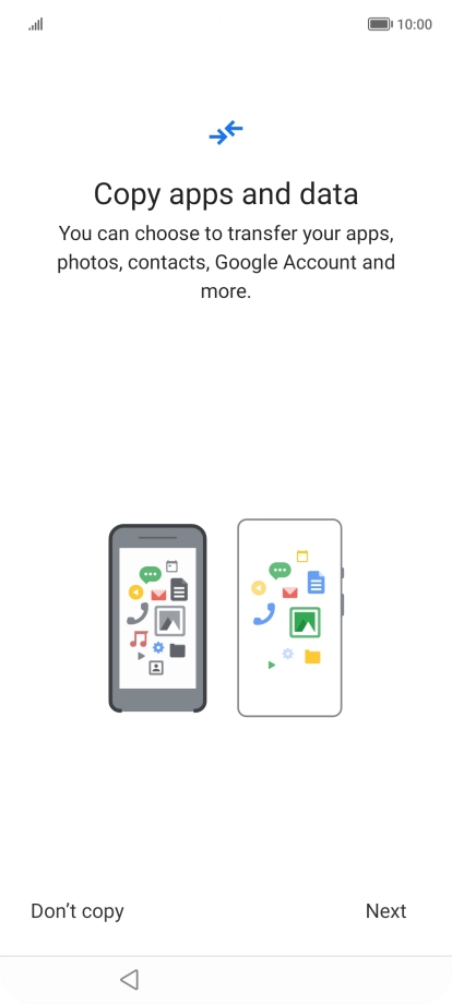 When this screen is displayed, your phone is ready to restore content from a Google One backup.