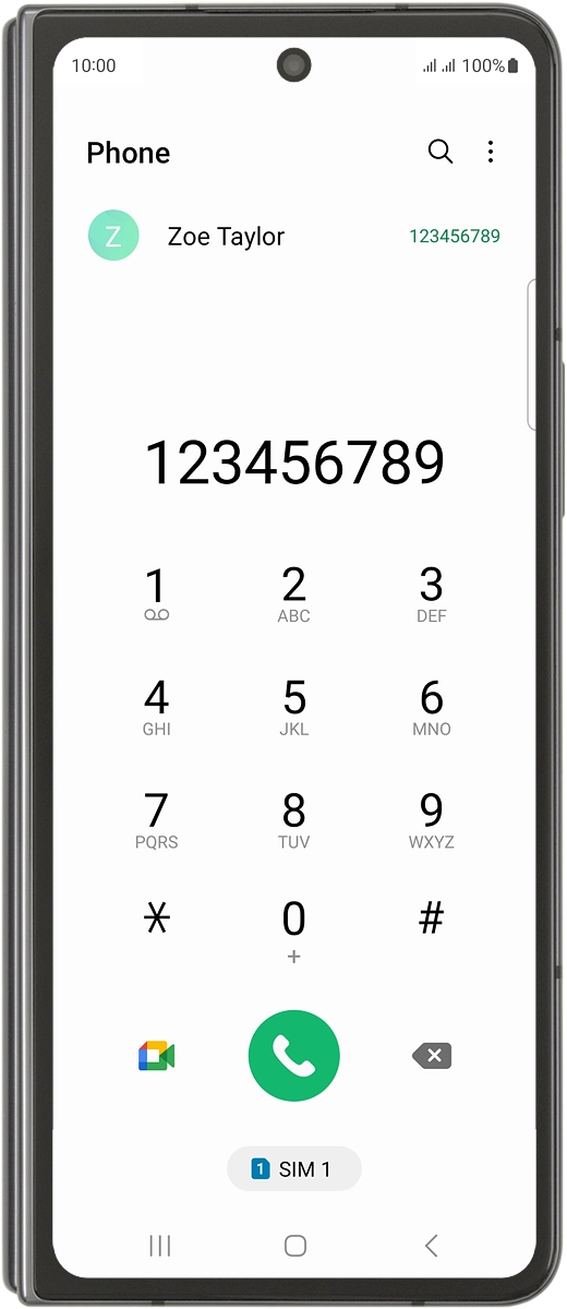 Key in the required number and press the SIM icon to select SIM.