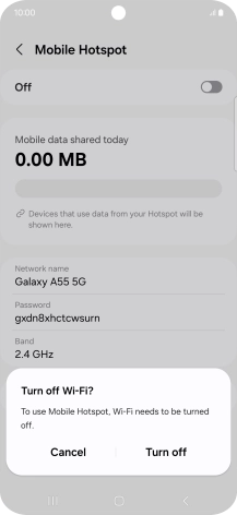 If Wi-Fi is turned on, press Turn off.