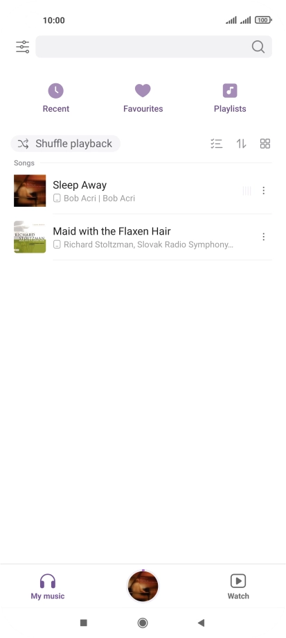 Press the required audio file.