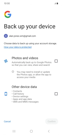 Press the fields next to the required data types to select them.