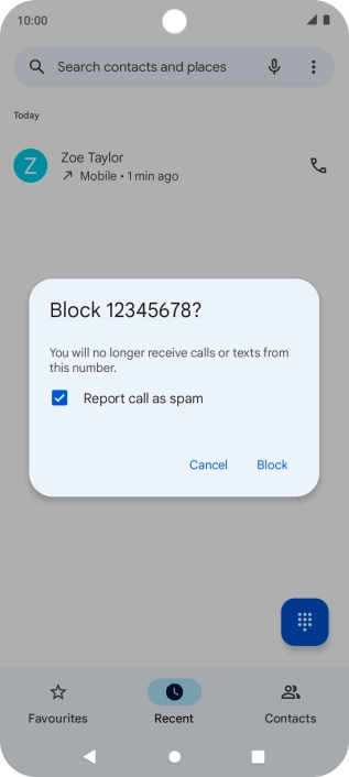 To report the number as spam, highlight the field next to 