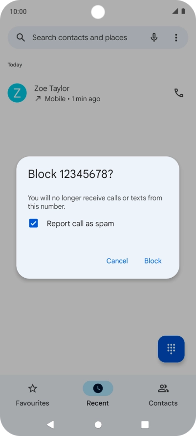 To report the number as spam, highlight the field next to 