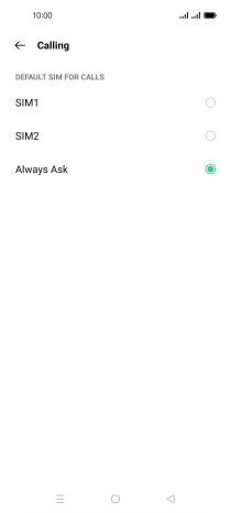 Press the required setting.