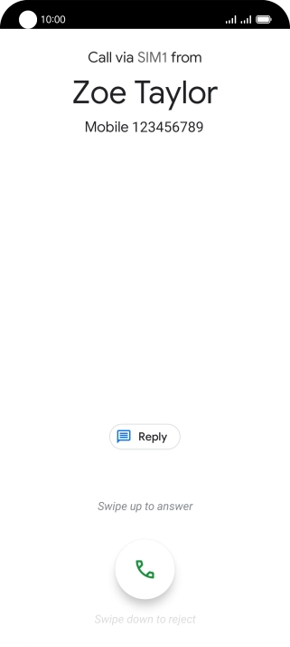 Press and drag the accept call icon upwards.