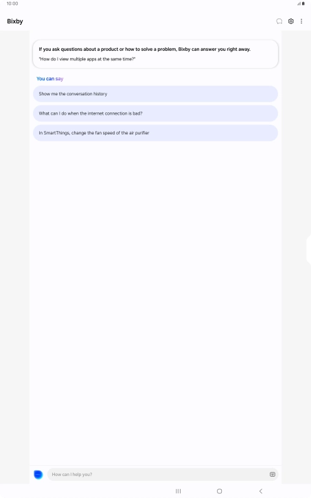 More examples of voice control commands are now displayed.