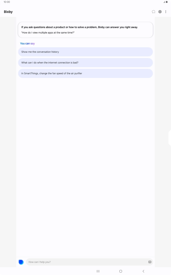 More examples of voice control commands are now displayed.