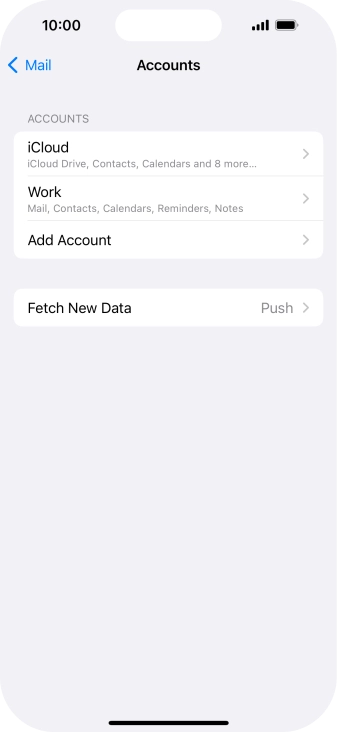 Press the name of the Exchange email account you've just set up.