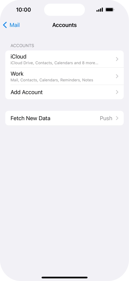 Press the name of the Exchange email account you've just set up.