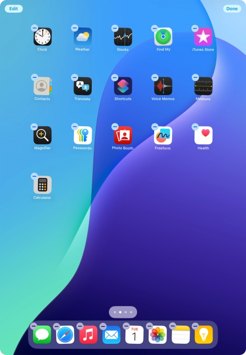 To remove an application from Dock, press and hold the required application and drag it upwards from Dock.