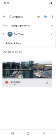 Press the text input field and write the text for your email message.