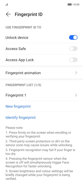 Press the indicators next to the required settings to turn them on or off.