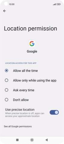 Press the required setting.
