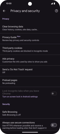 Press Clear browsing data.