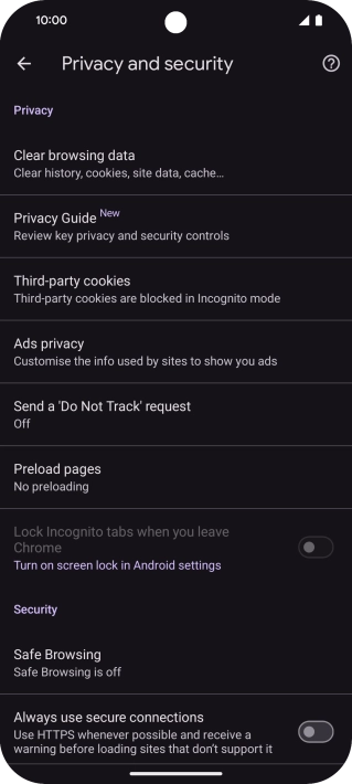 Press Clear browsing data.
