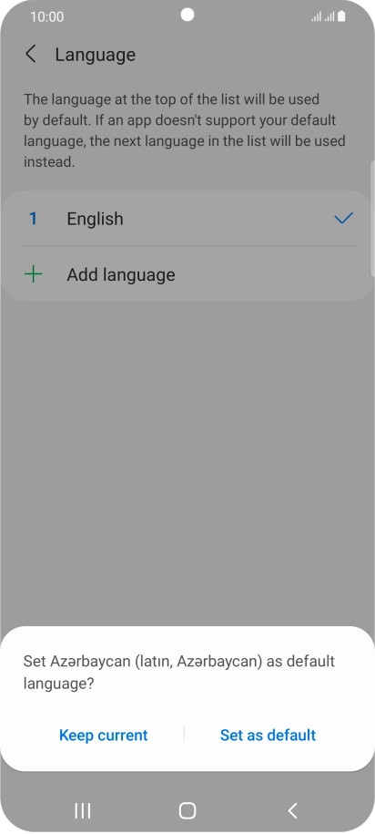 To select the new language as the default phone language, press Set as default. To select the new language as the default phone language, press Set as default.