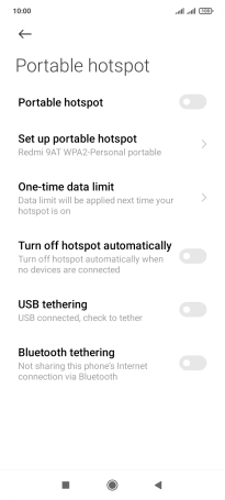 Press Set up portable hotspot. Press Set up portable hotspot.