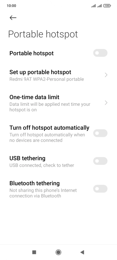 Press Set up portable hotspot. Press Set up portable hotspot.