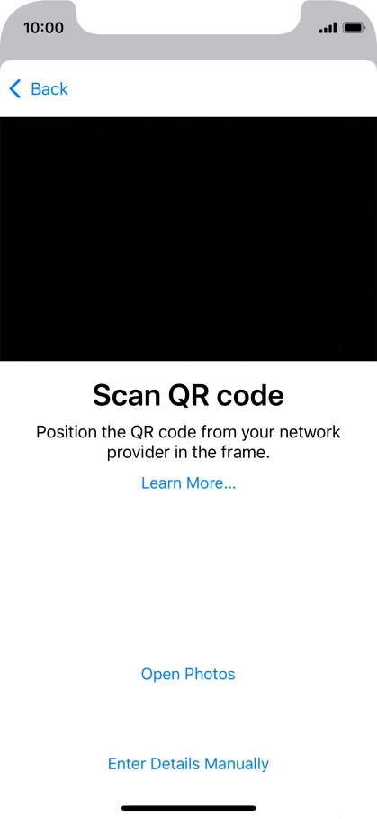 Place the QR code you've received inside the phone camera frame to scan the code. Your eSIM is transferred to your new phone over the internet.