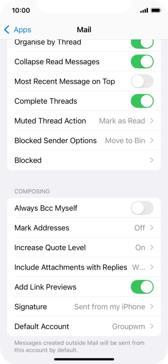 Press Default Account.