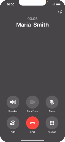 Press the end call icon to end the call and return to the home screen.