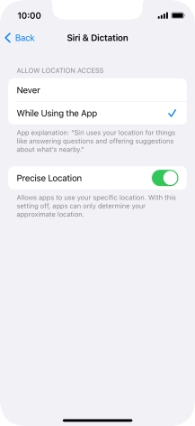 Press the required setting to turn the function on or off.