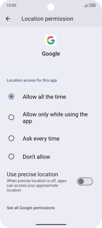 Press the required setting.