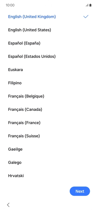 Press the required language.