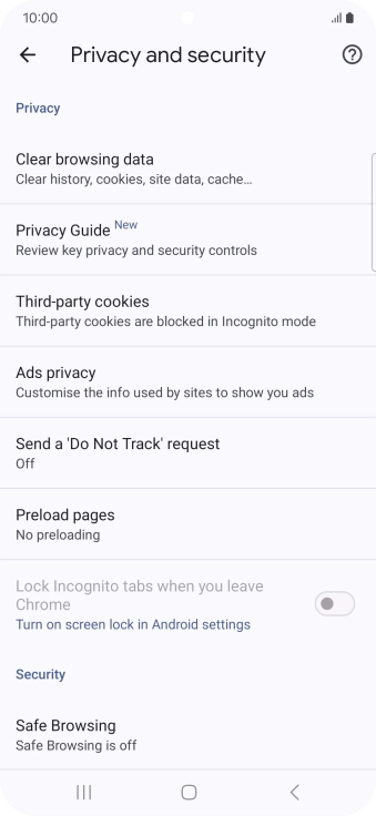 Press Clear browsing data.