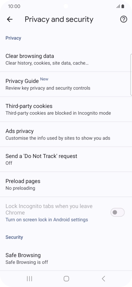 Press Clear browsing data.