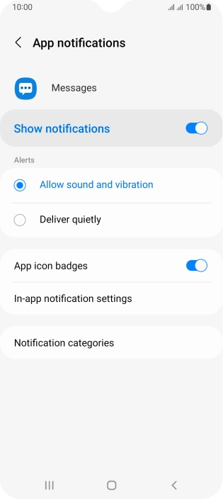 Press Notification categories.
