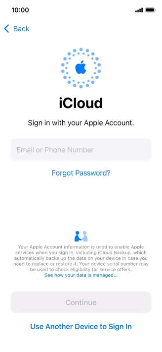 Press Email or Phone Number and key in the username for your Apple ID.