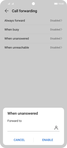 Key in +447836121121 and press ENABLE.