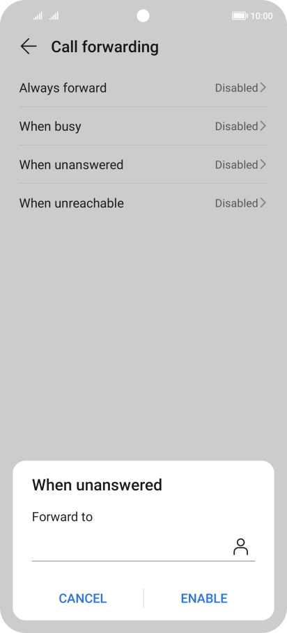 Key in +447836121121 and press ENABLE.