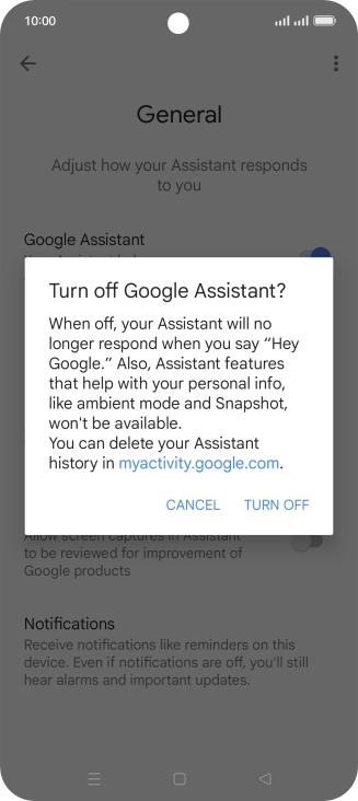 If you turn off the function, press TURN OFF.