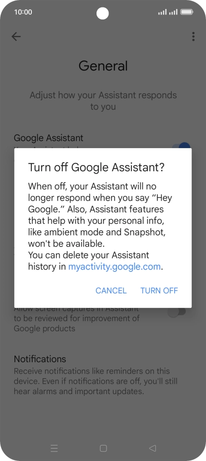 If you turn off the function, press TURN OFF.